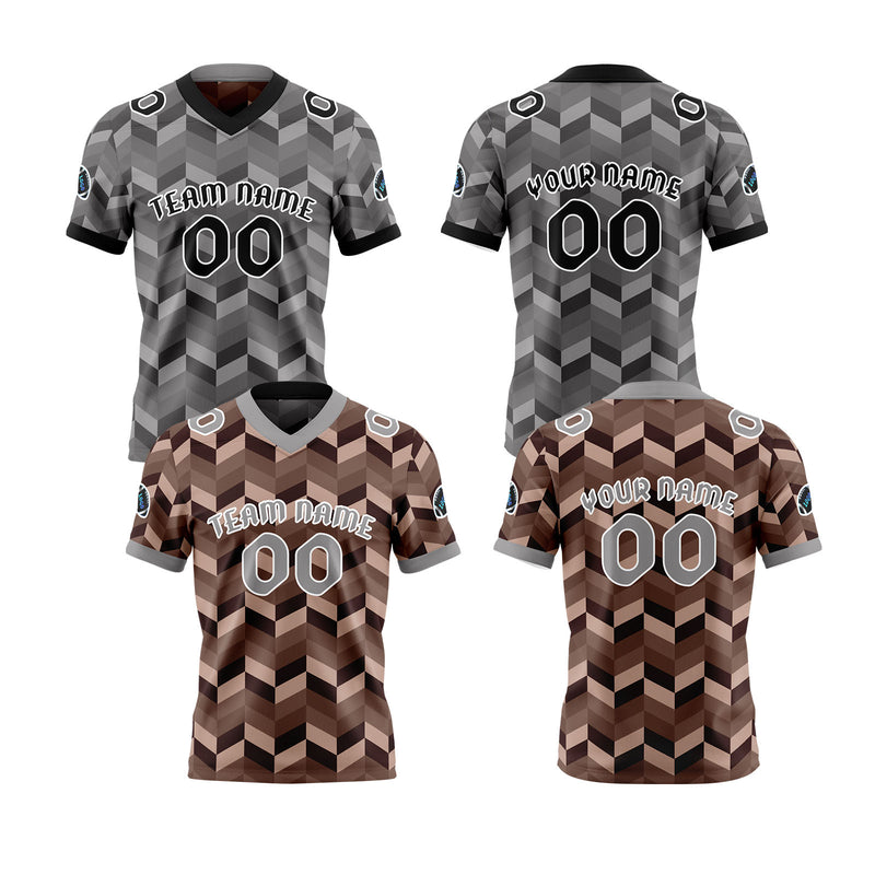 Custom Gray Brown Reversible Football Jersey Personalized Gradient Football Shirts for Men Printed Team Name Number Logo