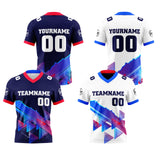 Custom Blue White Reversible Gradient Football Jersey Personalized Football Shirts for Men Women  Printed Team Name Number Logo