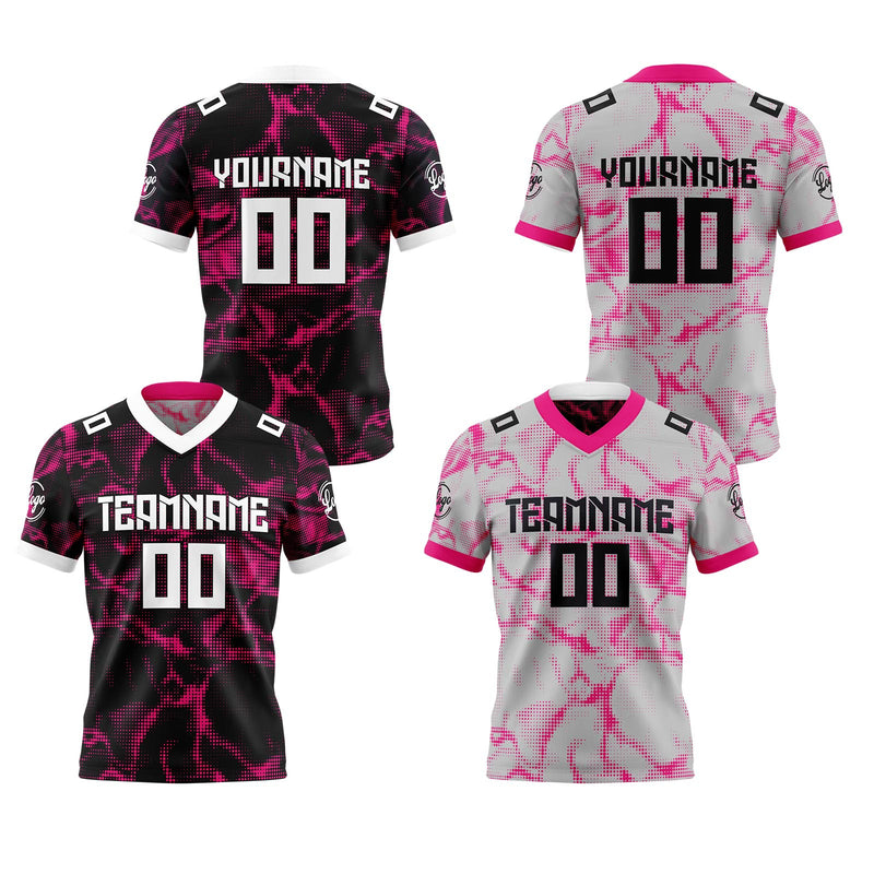 Custom Rose Red Reversible Gradient Football Jersey Personalized Football Shirts for Men Women  Printed Team Name Number Logo