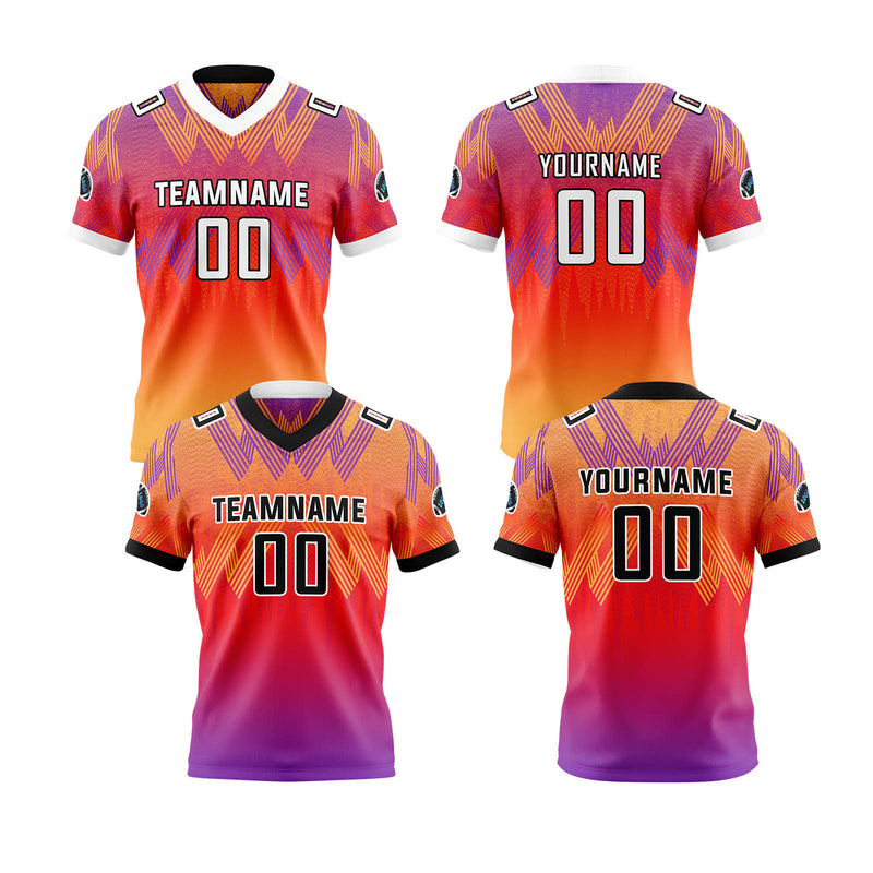 Custom Red Purple Reversible Football Jersey Personalized Gradient Football Shirts for Men Printed Team Name Number Logo