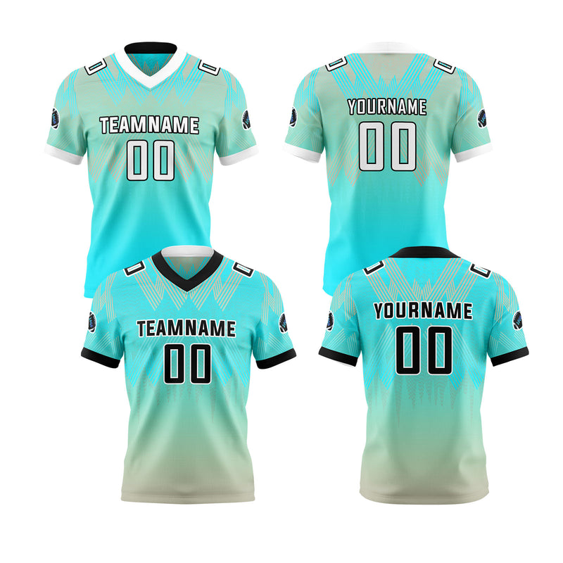 Custom Blue Black Reversible Football Jersey Personalized Gradient Football Shirts for Men Printed Team Name Number Logo