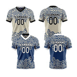 Custom Blue White Reversible Football Jersey Personalized Gradient Football Shirts for Men Printed Team Name Number Logo