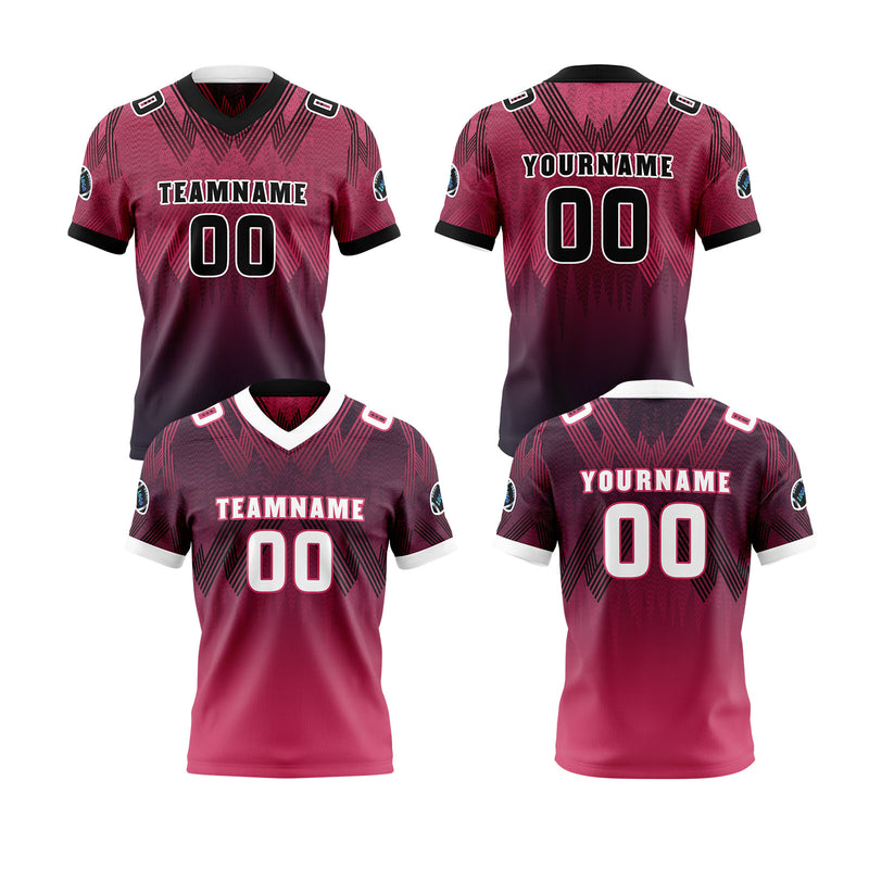 Custom Purple Pink Reversible Football Jersey Personalized Gradient Football Shirts for Men Printed Team Name Number Logo