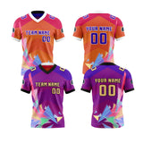 Custom Orange Purple Football Jersey Personalized Gradient Football Shirts for Men Printed Team Name Number Logo