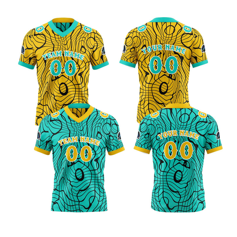 Custom Green Yellow Reversible Football Jersey Personalized Gradient Football Shirts for Men Printed Team Name Number Logo