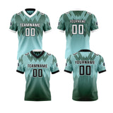 Custom Blue Green Reversible Football Jersey Personalized Gradient Football Shirts for Men Printed Team Name Number Logo