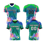 Custom Blue Green Football Jersey Personalized Gradient Football Shirts for Men Printed Team Name Number Logo