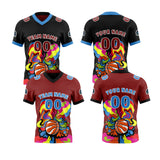 Custom Red Blue Reversible Football Jersey Personalized Gradient Football Shirts for Men Printed Team Name Number Logo