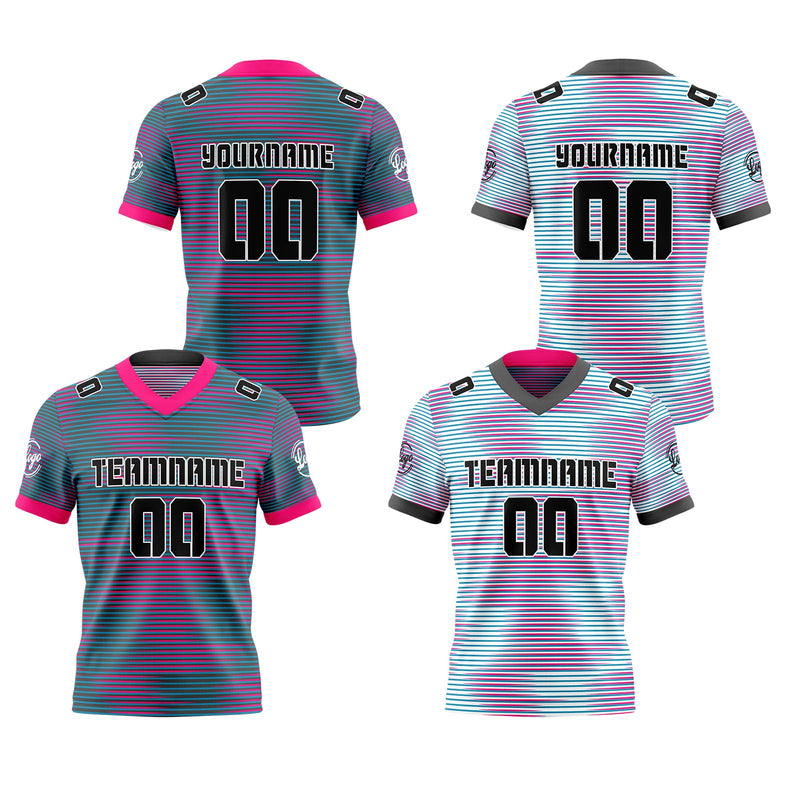 Custom Rose Red Gray Reversible Gradient Football Jersey Personalized Football Shirts for Men Women  Printed Team Name Number Logo