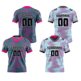 Custom Rose Red Gray Reversible Gradient Football Jersey Personalized Football Shirts for Men Women  Printed Team Name Number Logo