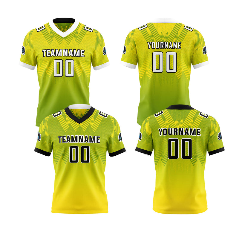 Custom Green Yellow Reversible Football Jersey Personalized Gradient Football Shirts for Men Printed Team Name Number Logo