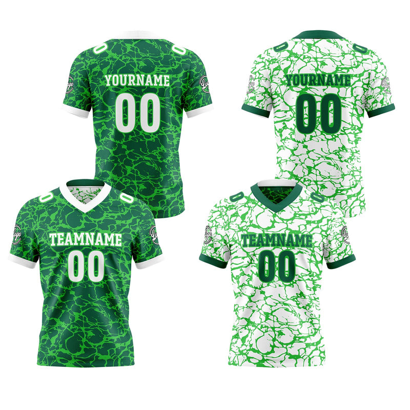 Custom White Green Reversible Gradient Football Jersey Personalized Football Shirts for Men Women  Printed Team Name Number Logo