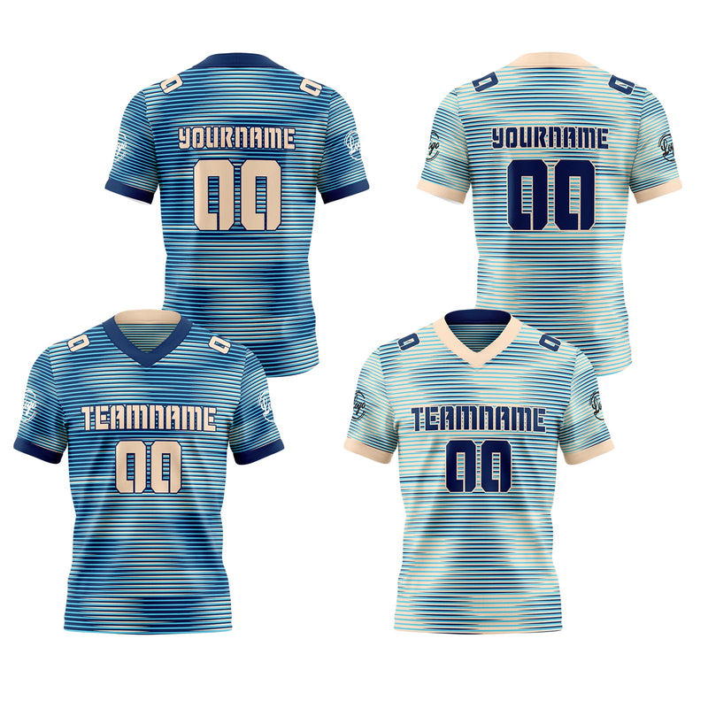 Custom Flesh Blue Reversible Gradient Football Jersey Personalized Football Shirts for Men Women  Printed Team Name Number Logo