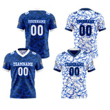 Custom Blue White Reversible Gradient Football Jersey Personalized Football Shirts for Men Women  Printed Team Name Number Logo