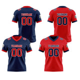 Custom Navy Red Reversible Gradient Football Jersey Personalized Football Shirts for Men Women  Printed Team Name Number Logo