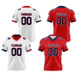 Custom White Red Navy Reversible Gradient Football Jersey Personalized Football Shirts for Men Women  Printed Team Name Number Logo