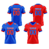 Custom Blue Red Reversible Gradient Football Jersey Personalized Football Shirts for Men Women  Printed Team Name Number Logo