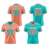 Custom Light Orange Teal Reversible Gradient Football Jersey Personalized Football Shirts for Men Women  Printed Team Name Number Logo
