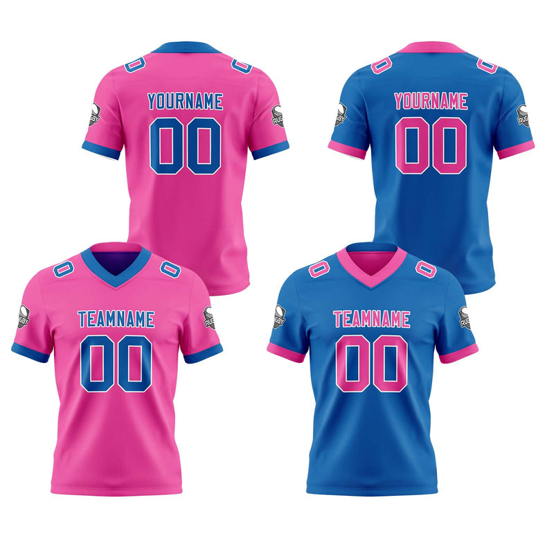 Custom Pink Purple Reversible Gradient Football Jersey Personalized Football Shirts for Men Women  Printed Team Name Number Logo