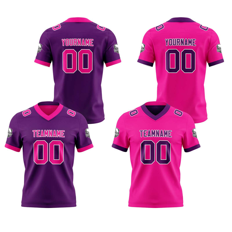 Custom Dark Purple Pink Reversible Gradient Football Jersey Personalized Football Shirts for Men Women  Printed Team Name Number Logo
