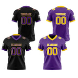 Custom Black Purple Yellow Reversible Gradient Football Jersey Personalized Football Shirts for Men Women  Printed Team Name Number Logo