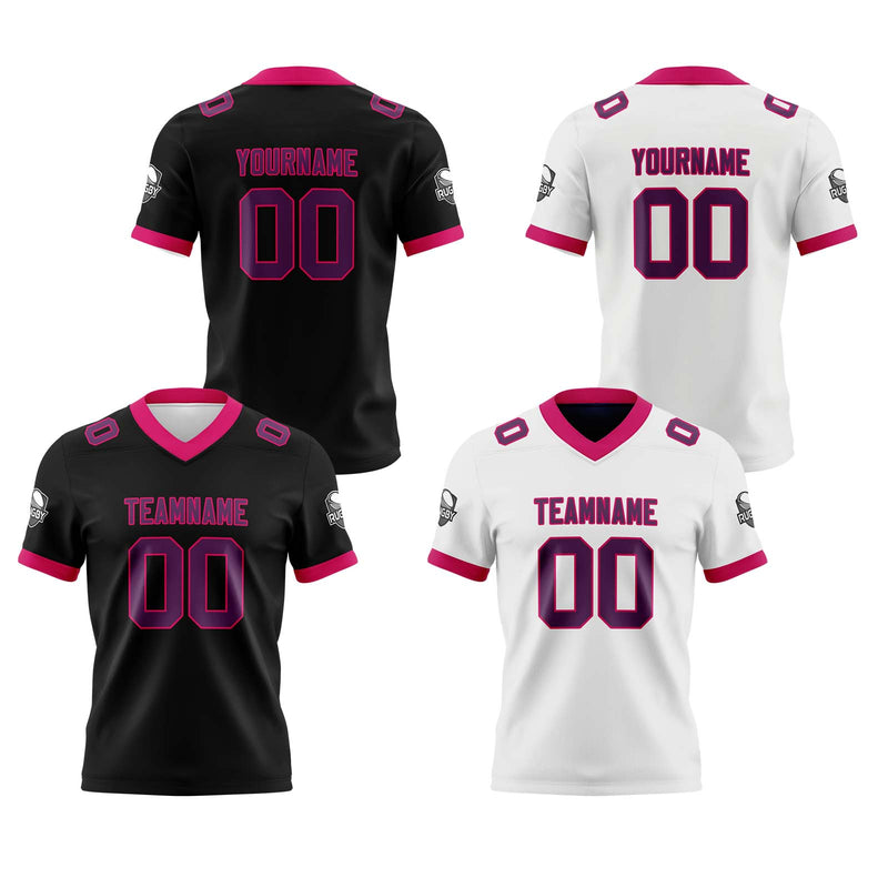 Custom Black White Purple Reversible Gradient Football Jersey Personalized Football Shirts for Men Women  Printed Team Name Number Logo