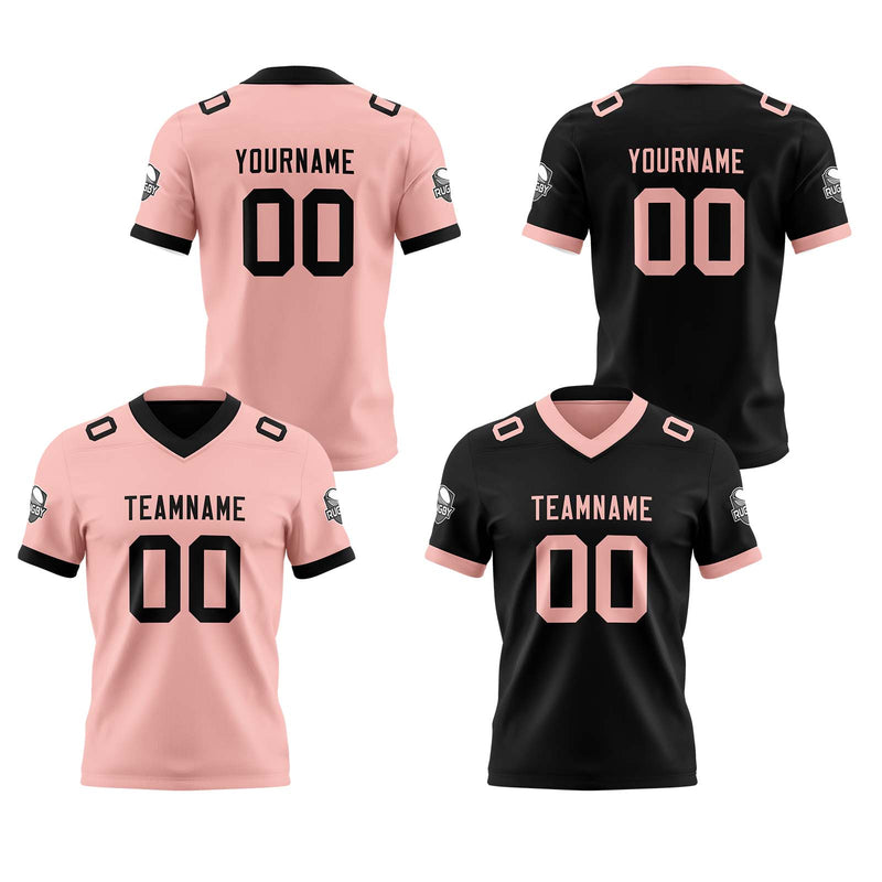 Custom Pink Black Reversible Gradient Football Jersey Personalized Football Shirts for Men Women  Printed Team Name Number Logo