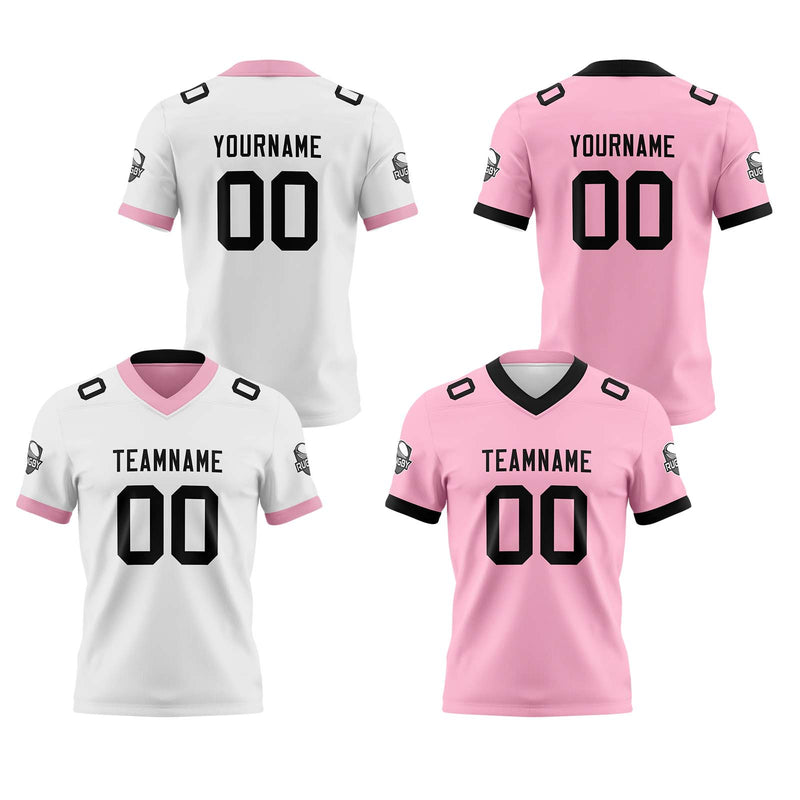 Custom White Pink Black Reversible Gradient Football Jersey Personalized Football Shirts for Men Women  Printed Team Name Number Logo