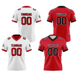 Custom White Red Reversible Gradient Football Jersey Personalized Football Shirts for Men Women  Printed Team Name Number Logo