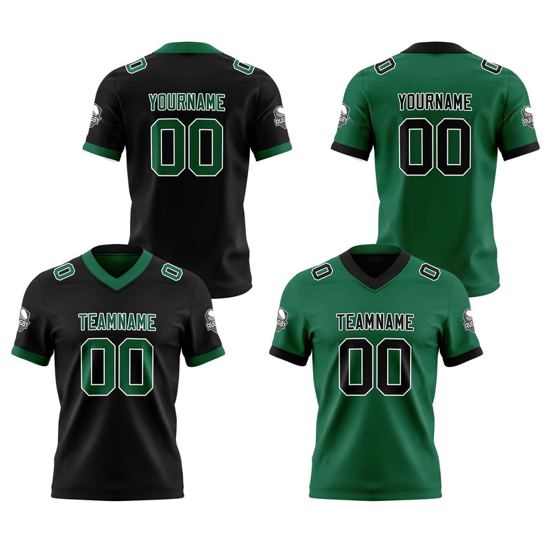 Custom Black Green Reversible Gradient Football Jersey Personalized Football Shirts for Men Women  Printed Team Name Number Logo