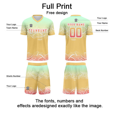 Custom Yellow Mint Green Jerseys for Men Women Personalized Soccer Uniforms for Adult and Kid enthsush