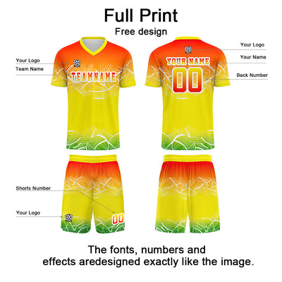 Custom Yellow Orange Jerseys for Men Women Personalized Soccer Uniforms for Adult and Kid enthsush