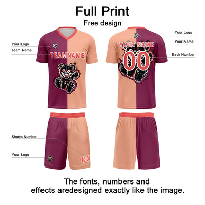 Custom Fuchsia Light Brown Jerseys for Men Women Personalized Soccer Uniforms for Adult and Kid enthsush