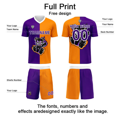 Custom Purple Orange Jerseys for Men Women Personalized Soccer Uniforms for Adult and Kid enthsush