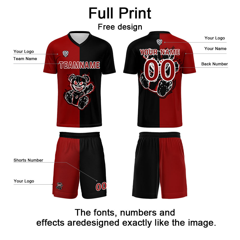 Custom Red Black Jerseys for Men Women Personalized Soccer Uniforms for Adult and Kid enthsush