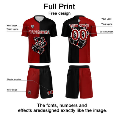 Custom Red Black Jerseys for Men Women Personalized Soccer Uniforms for Adult and Kid enthsush