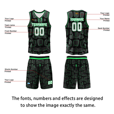 Custom Green Basketball Jersey Uniform Suit Printed Your Logo Name Number enthsush