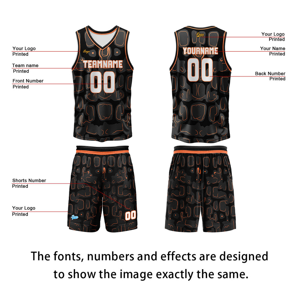 Custom Orange Basketball Jersey Uniform Suit Printed Your Logo Name Number enthsush