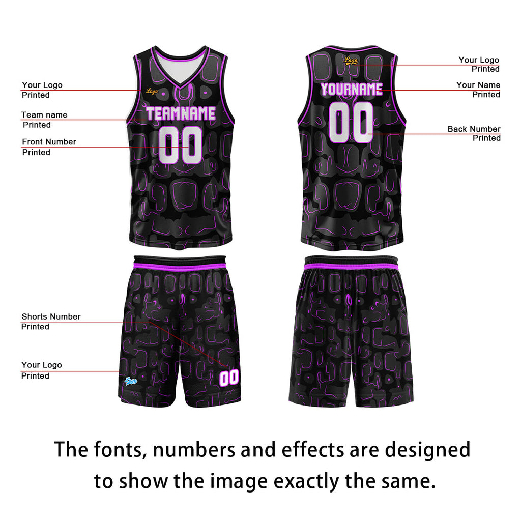Custom Purple Basketball Jersey Uniform Suit Printed Your Logo Name Number enthsush