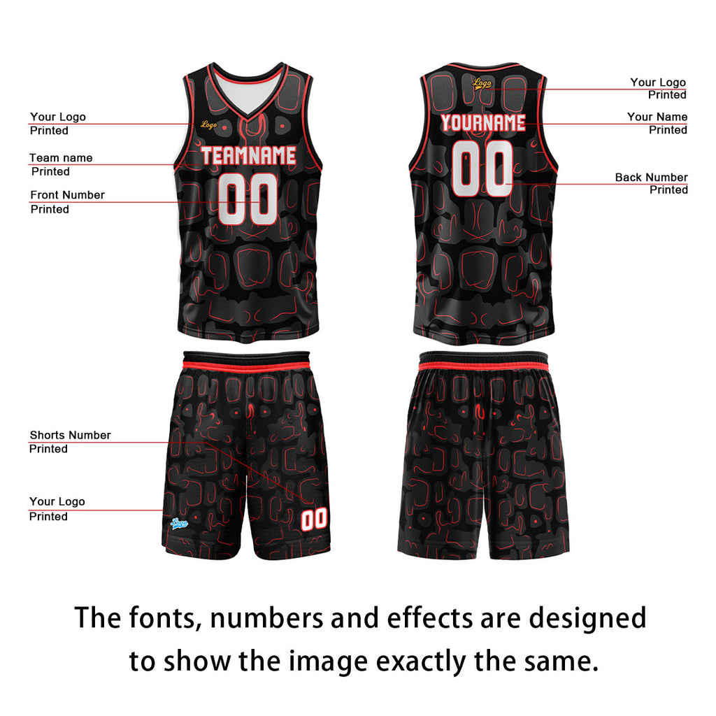 Custom Red Basketball Jersey Uniform Suit Printed Your Logo Name Number enthsush