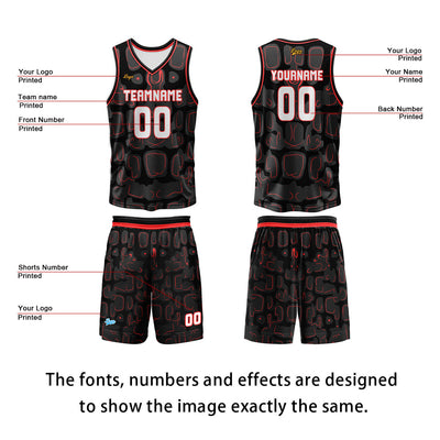Custom Red Basketball Jersey Uniform Suit Printed Your Logo Name Number enthsush