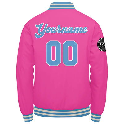 Custom Varsity Jacket Letterman jacket for Men, Women and Youth Pink Light Blue enthsush