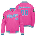 Custom Varsity Jacket Letterman jacket for Men, Women and Youth Pink Light Blue enthsush