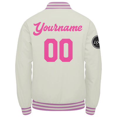Custom Varsity Jacket Letterman jacket for Men, Women and Youth Cream Pink enthsush