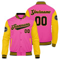 Custom Varsity Jacket Letterman jacket for Men, Women and Youth Pink Yellow Black enthsush