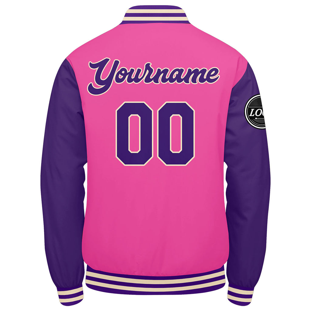 Custom Varsity Jacket Letterman jacket for Men, Women and Youth Pink Purple enthsush