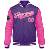 Custom Varsity Jacket Letterman jacket for Men, Women and Youth Purple Pink