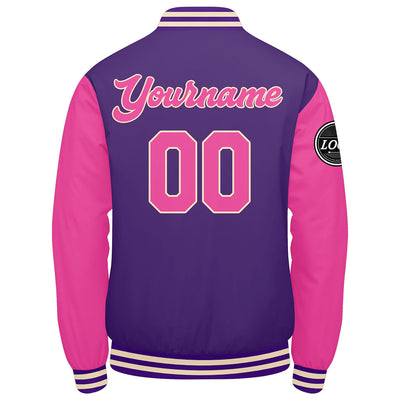 Custom Varsity Jacket Letterman jacket for Men, Women and Youth Purple Pink enthsush