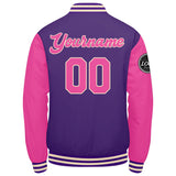 Custom Varsity Jacket Letterman jacket for Men, Women and Youth Purple Pink