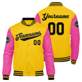 Custom Varsity Jacket Letterman jacket for Men, Women and Youth Yellow Pink Black enthsush